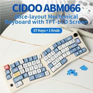 Amazon CIDOO ABM066 Alice-Layout Mechanical Keyboard - Blue and White